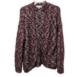 New Directions Cardigan Sweater Women's‎ Small Wine White Long Sleeve Open Soft